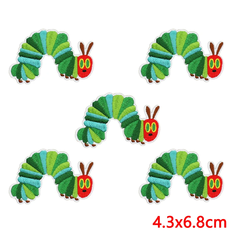 10 Uds. Venta al por mayor parches bordados de dibujos animados parche de manzana de oruga parches para planchar para ropa parches termoadhesivos insignias - imagen 5