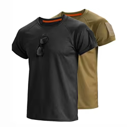 Camiseta transpirable con cuello redondo de secado rápido para hombre, camisetas deportivas de secado rápido para acampar, senderismo, escalada, talla grande, verano