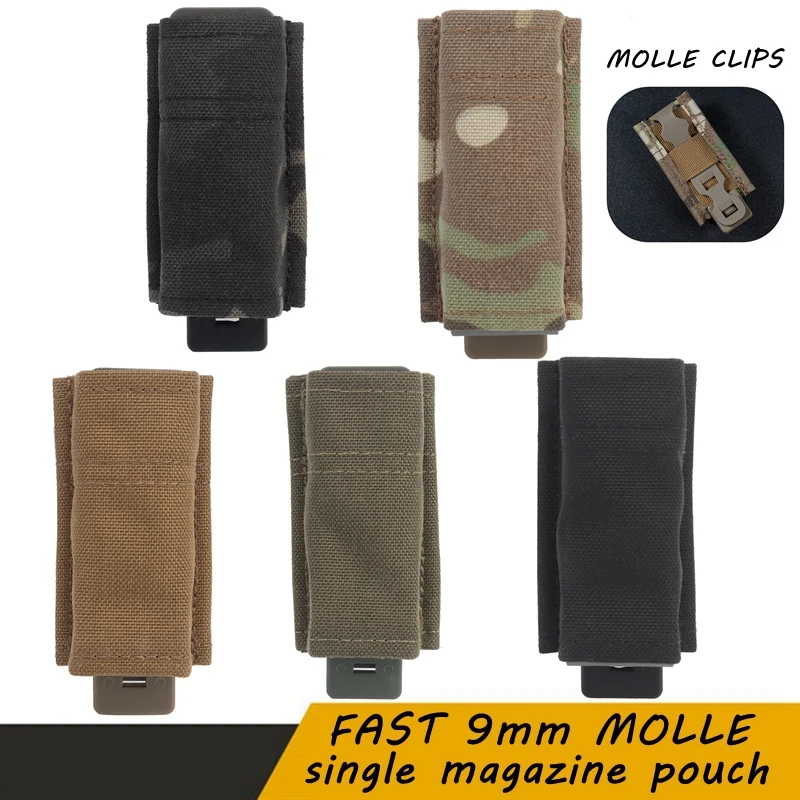 Bolsa de revista individual rápida de 9MM, cinturón táctico, Clips MOLLE, funda de revista para G17 19, cinturón de caza, bolsa pequeña también