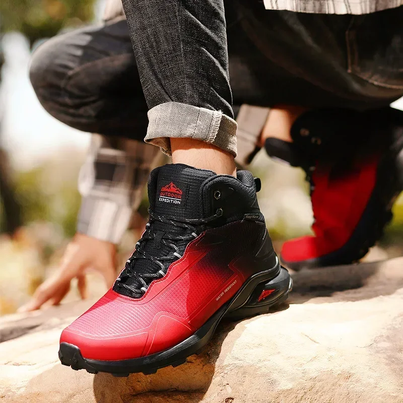 Botas de nieve de invierno 2024 para hombre, Botas de senderismo de camuflaje impermeables para exteriores, zapatos cálidos de algodón de felpa de talla grande - imagen 3