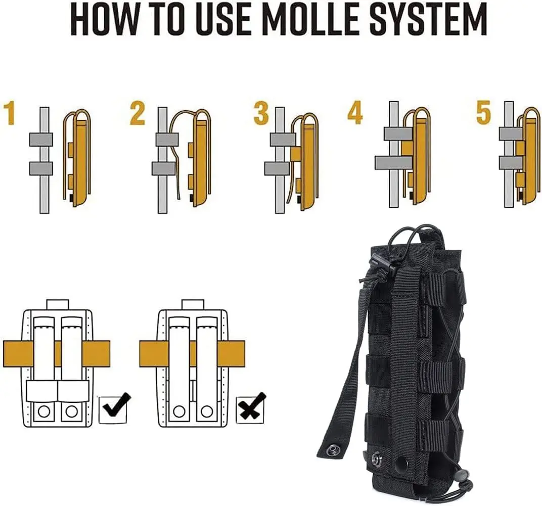 Soporte MOLLE para botella ajustable y bolsa de radio - corte láser - imagen 5