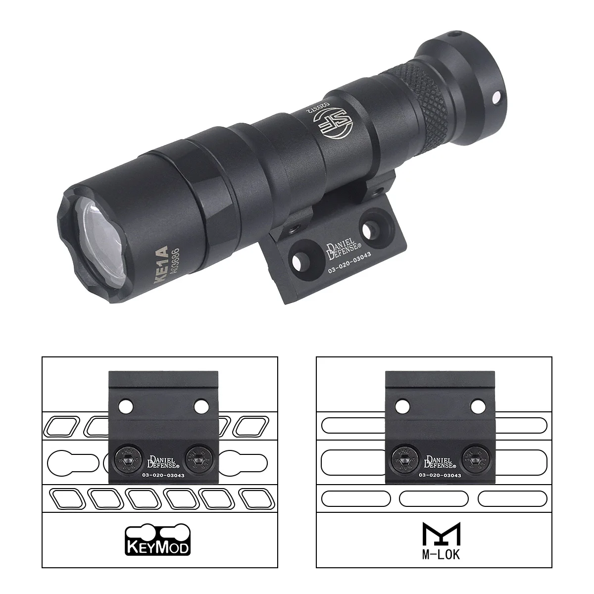 SF M300/M600 luz de explorador montaje lateral DD CNC Keymod M-LOK Rail para SF M300 M600 Base de linterna montajes accesorios de caza - imagen 5