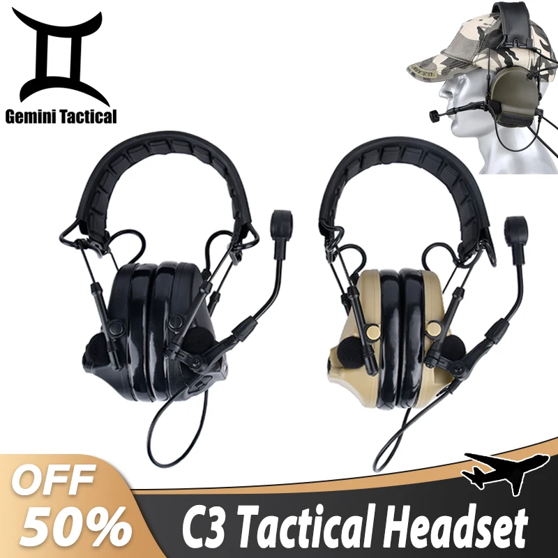 WADSN C III auriculares tácticos captación de ruido adaptable micrófono con cancelación C3 comunicación Dual protección auditiva de disparo - imagen 2