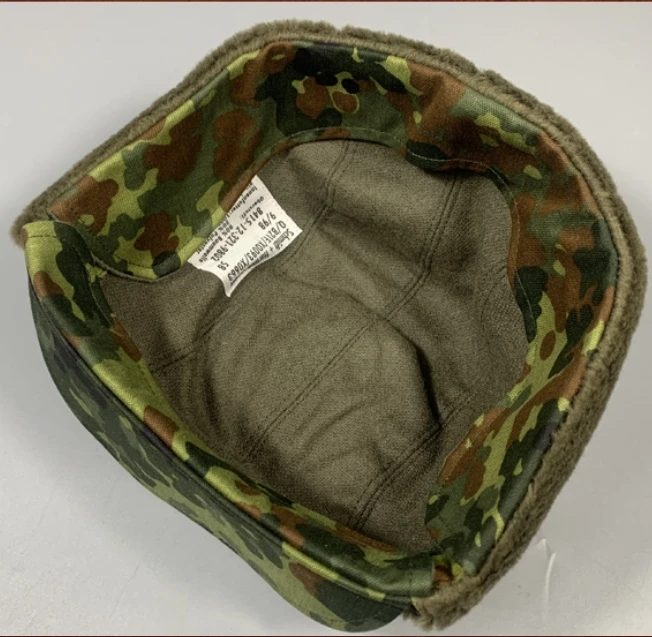 Gorro alemán con orejeras para clima frío, forro polar de lana de camuflaje con manchas alemanas de la selva de invierno