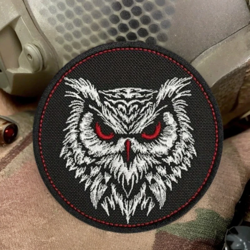 Parche con estampado de búho, insignia de moral táctica, gancho y bucle impreso, mochila, ropa, parches adhesivos decorativos para ropa