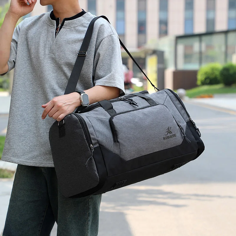 Bolso cruzado de Fitness de gran capacidad para viajes al aire libre, equipaje de lona, bolsos de hombro, bolsillo para zapatos, bolso de embarque de corta distancia - imagen 3