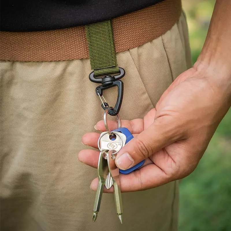 Mosquetón de nailon giratorio 360 para exteriores, gancho para llave, hebilla de correas MOLLE, hebilla de cinturón colgante, accesorios para mochila de escalada y acampada - imagen 5