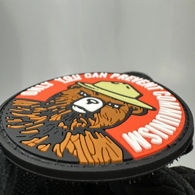 Accesorios para mochila, insignias de animales morales de PVC, oso pardo SOLAMENTE CAN Brazalete mágico, parche de gancho y bucle para chaleco de casco - imagen 5