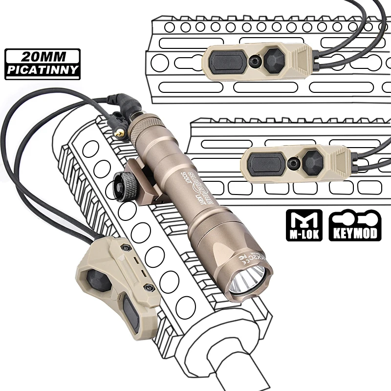 Surefir-linterna táctica M300 M600 con interruptor de presión de doble función AXON, Rifle de riel de 20mm, luz de explorador para arma Airsoft M600C - imagen 3
