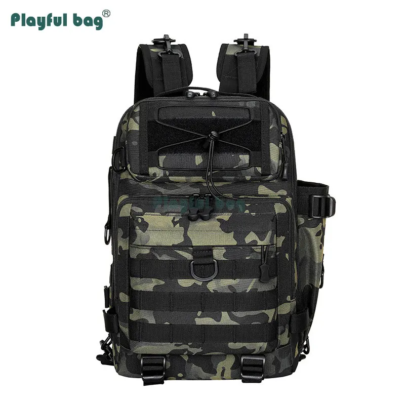 Bolsa de aparejos de pesca con señuelos, mochila impermeable de camuflaje al aire libre, bolsa de caña de pescar con cuerpo cruzado de alta calidad, 600D, AVA129 - imagen 4