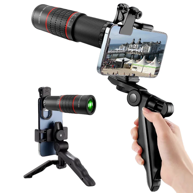 Telescopio Monocular con Zoom 22X, teleobjetivo para teléfono móvil, telescopio con trípode, Clip para teléfono, telescopios para turismo y acampada al aire libre - imagen 2