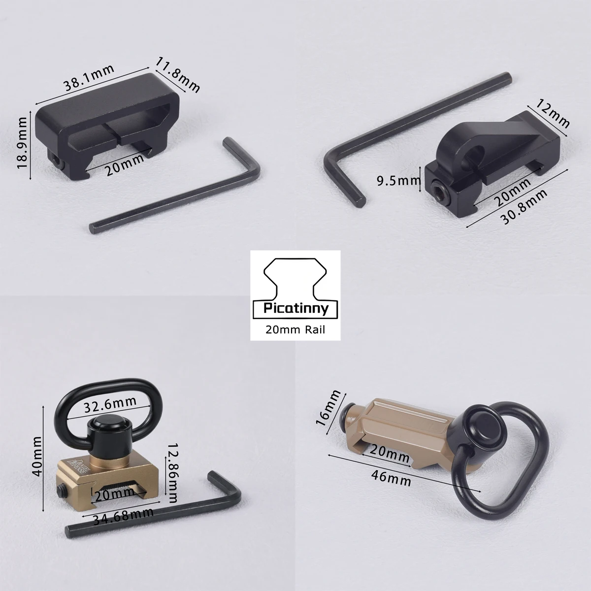 Hebilla táctica RSA GBB QD, eslinga giratoria, adaptador de montaje de alcance Mlok compatible con riel de 20mm, accesorios para Rifle MLOK KEYMOD Airsoft - imagen 4