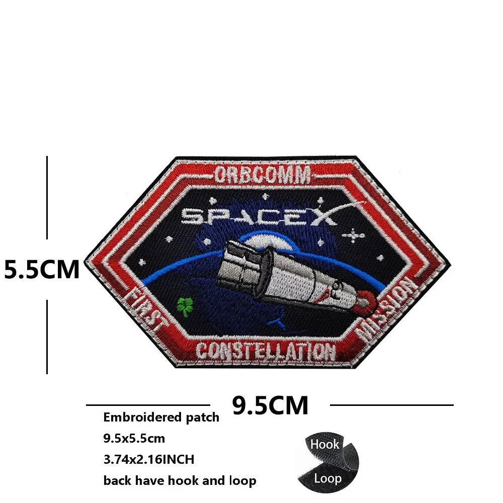 Accesorios para bolsa al aire libre, parche bordado con gancho, lanzamiento de cohetes, brazalete de astronauta Falcon, insignia de estación espacial CRS de la Fuerza Espacial - imagen 4