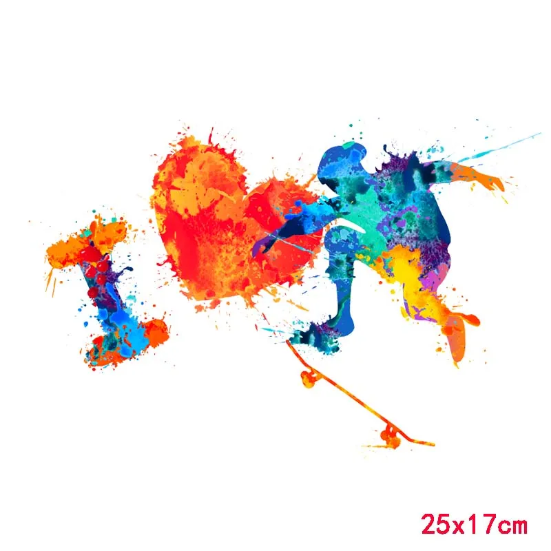 Transferencia de calor deportiva, transferencia de hierro colorida de arcoíris a mano para ropa, pegatina térmica de fútbol para ropa, parches para ropa - imagen 4