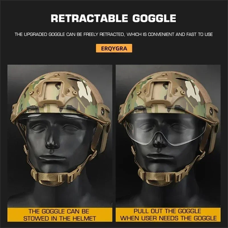 ERQYGRA-casco táctico rápido, gafas, accesorios de tiro Airsoft, equipo de Paintball, protección de caza, equipo de seguridad para deportes al aire libre - imagen 5