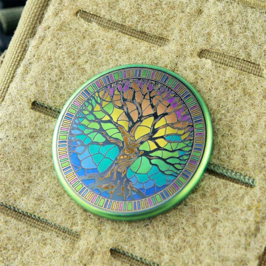 Parche de árbol de la vida de aleación de titanio, insignia de Metal colorida táctica, brazalete funcional para exteriores, bolsa de ropa decorativa con gancho - imagen 2