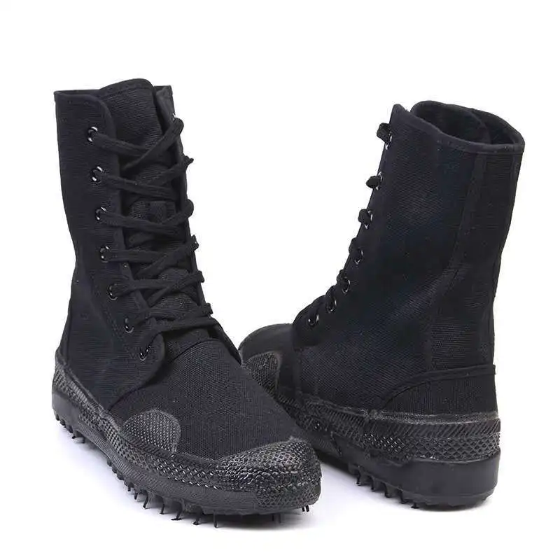 Botas de combate negras TOMITANY - detalle de lona y suela