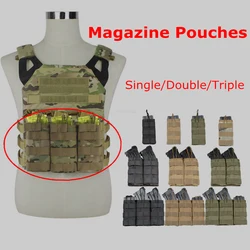 Bolsa de nailon individual doble Triple para revistas AR15 M4 5,56 AK 7,62 funda Molle Airsoft Mag Carrier chalecos de caza bolsa portadora de placa