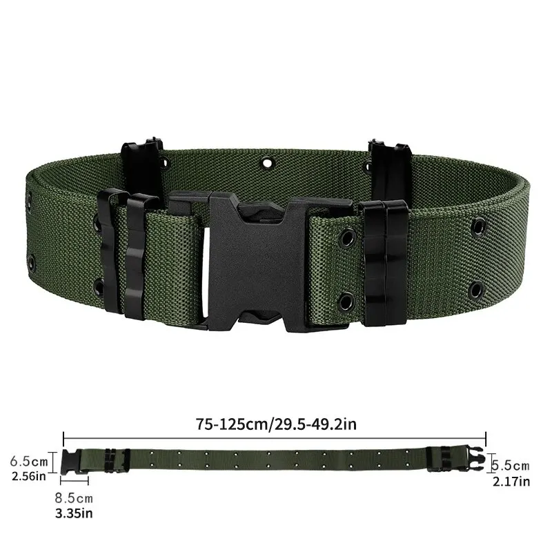Un cinturón exterior táctico para hombre hecho de material de nailon, con un anillo de fijación de metal y una hebilla de ajuste, adecuado para deportes al aire libre. - imagen 4
