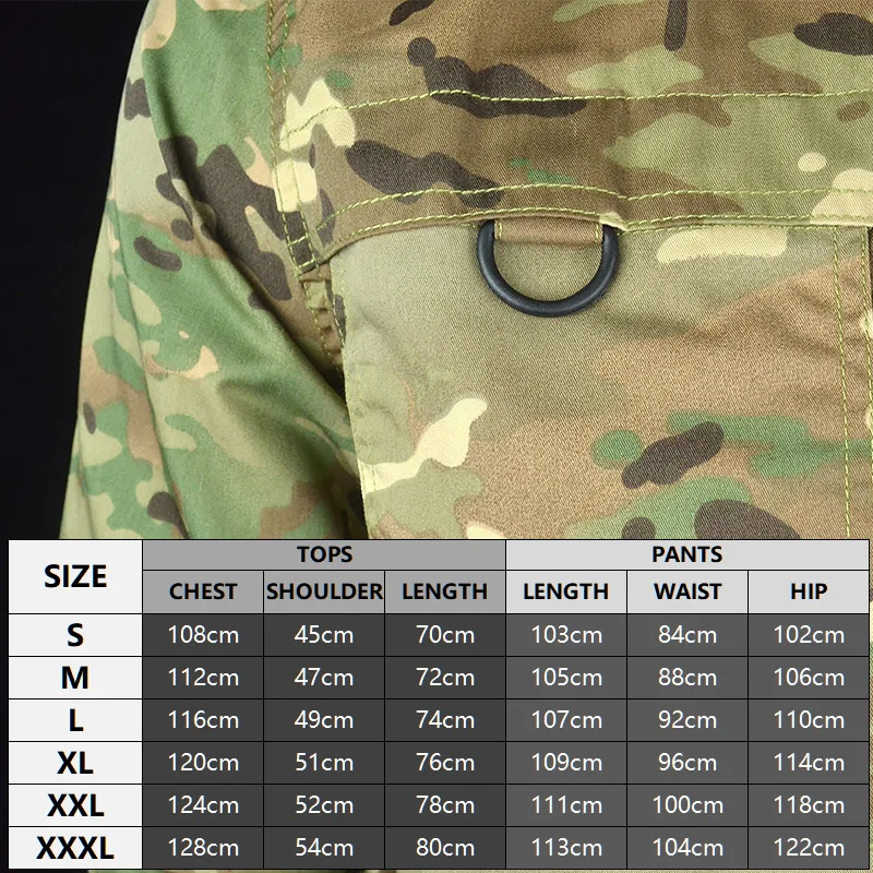 Mege-uniforme táctico para hombre, conjunto de entrenamiento fino para exteriores, camisa de caza de algodón estirable y pantalones Cargo - imagen 5