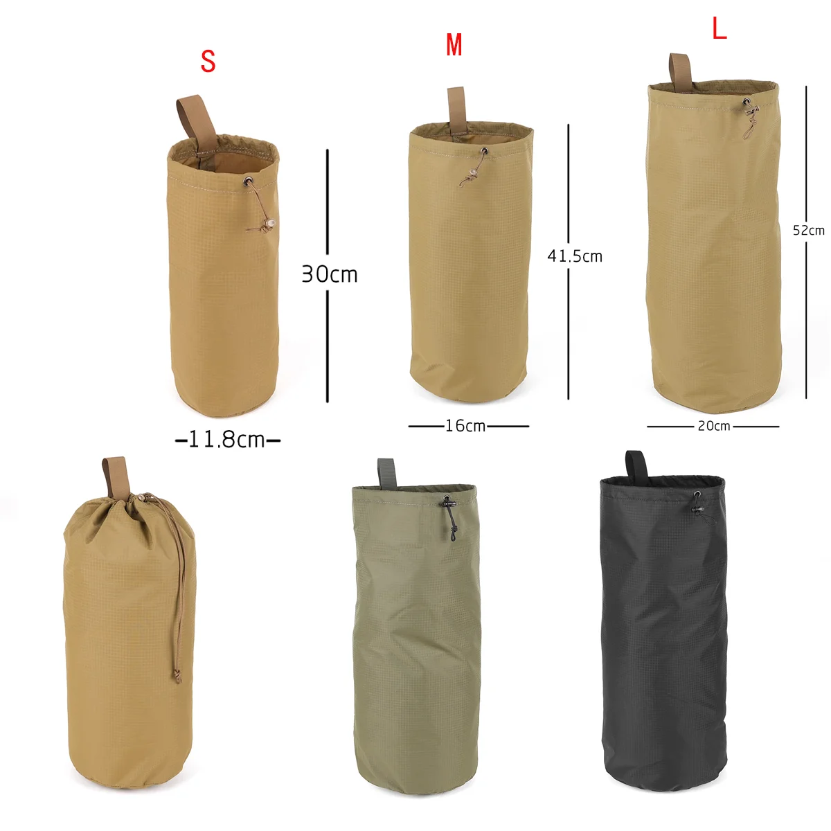 Bolsa de almacenamiento de cubo con cordón portátil de nailon, chaleco táctico de caza, accesorios, paquete suave impermeable, bolsa para la boca