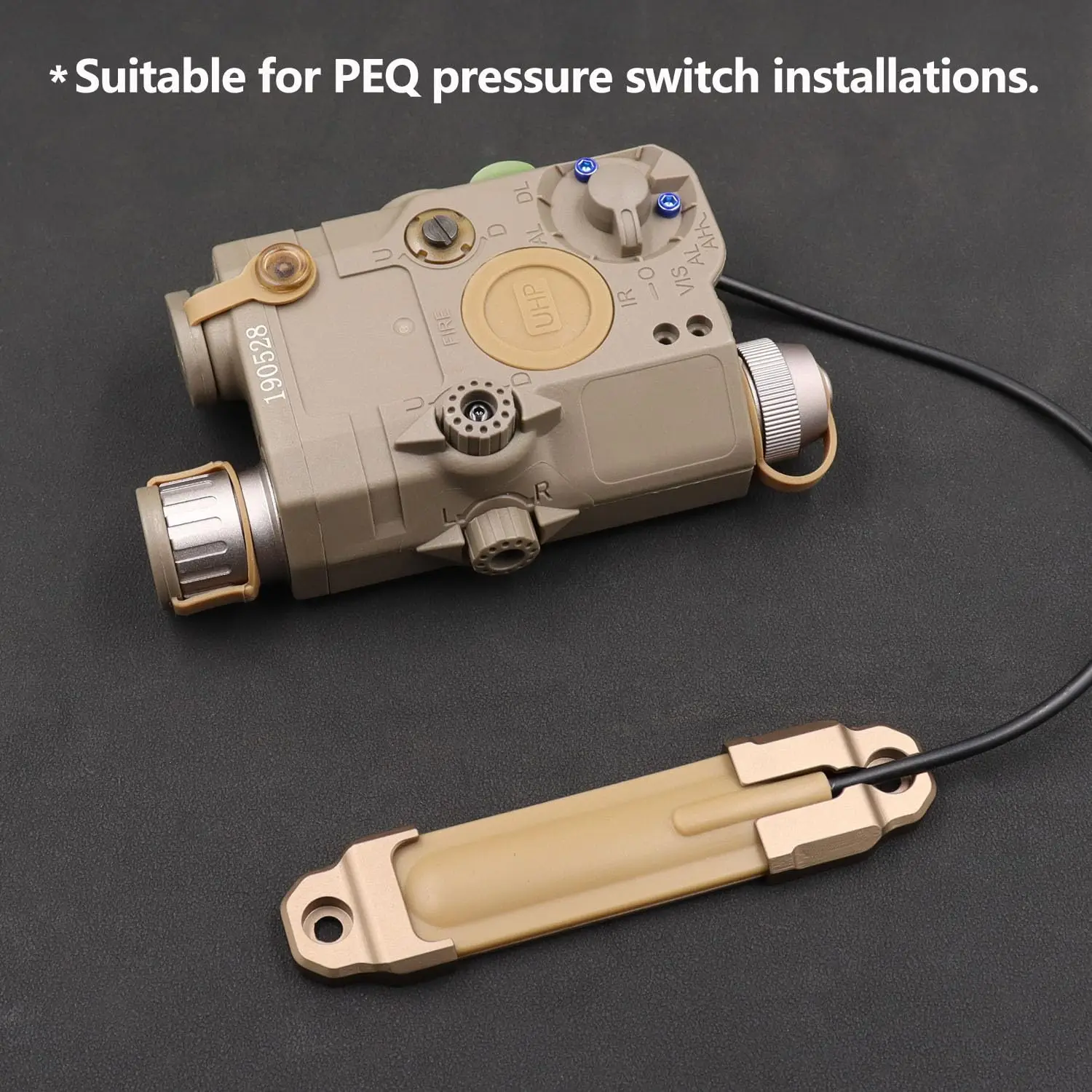 AQzxdc Placa de montaje de interruptor de presión táctica Mlok para montaje de interruptor de cinta remota PEQ 15 de aluminio - imagen 3