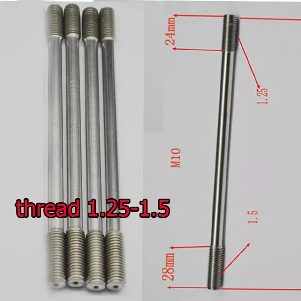 Tornillos de fijación de doble extremo, rosca de titanio 175-1,5, M10 x 1,25mm, 1 unidad - imagen 3