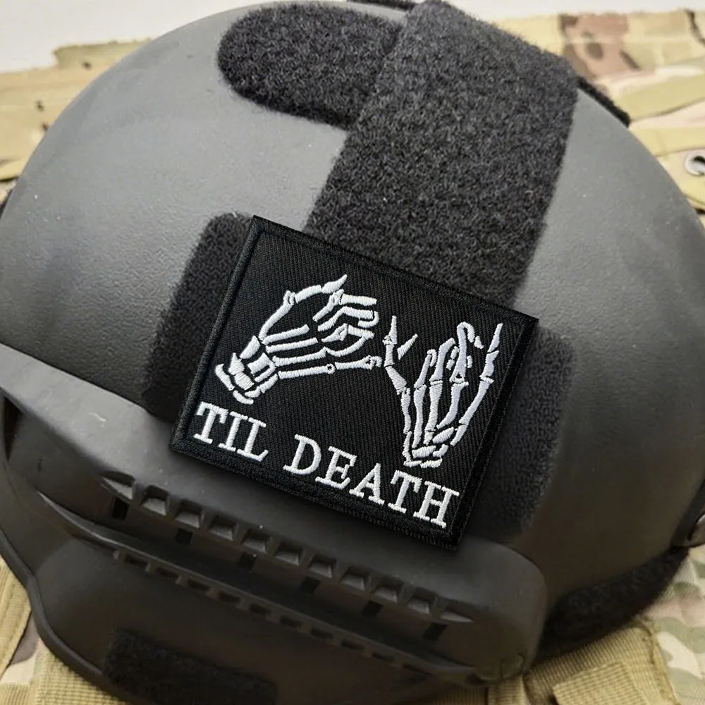 Parche táctico bordado TIL DEATH con velcro – Insignia militar para mochila