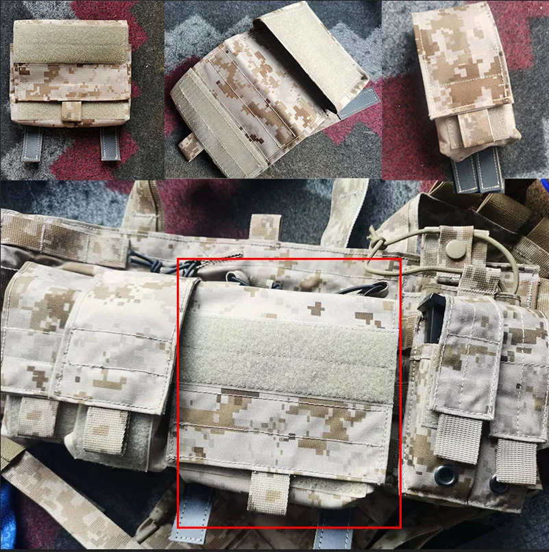 Bolsa táctica para colgar en el pecho, bolsa de humo de color AOR1, bolsa de accesorios tácticos MOLLE de nailon 500d, bolsa varios