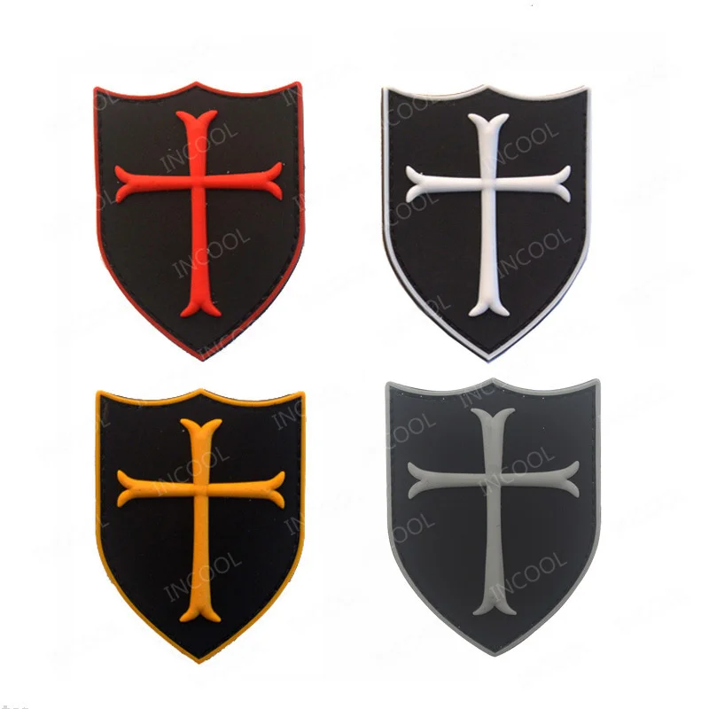 Parches bordados de Caballeros Templarios, brazalete de goma de PVC reflectante cruzado, sujetador con apliques, parche para hombro para gorra de ropa - imagen 4