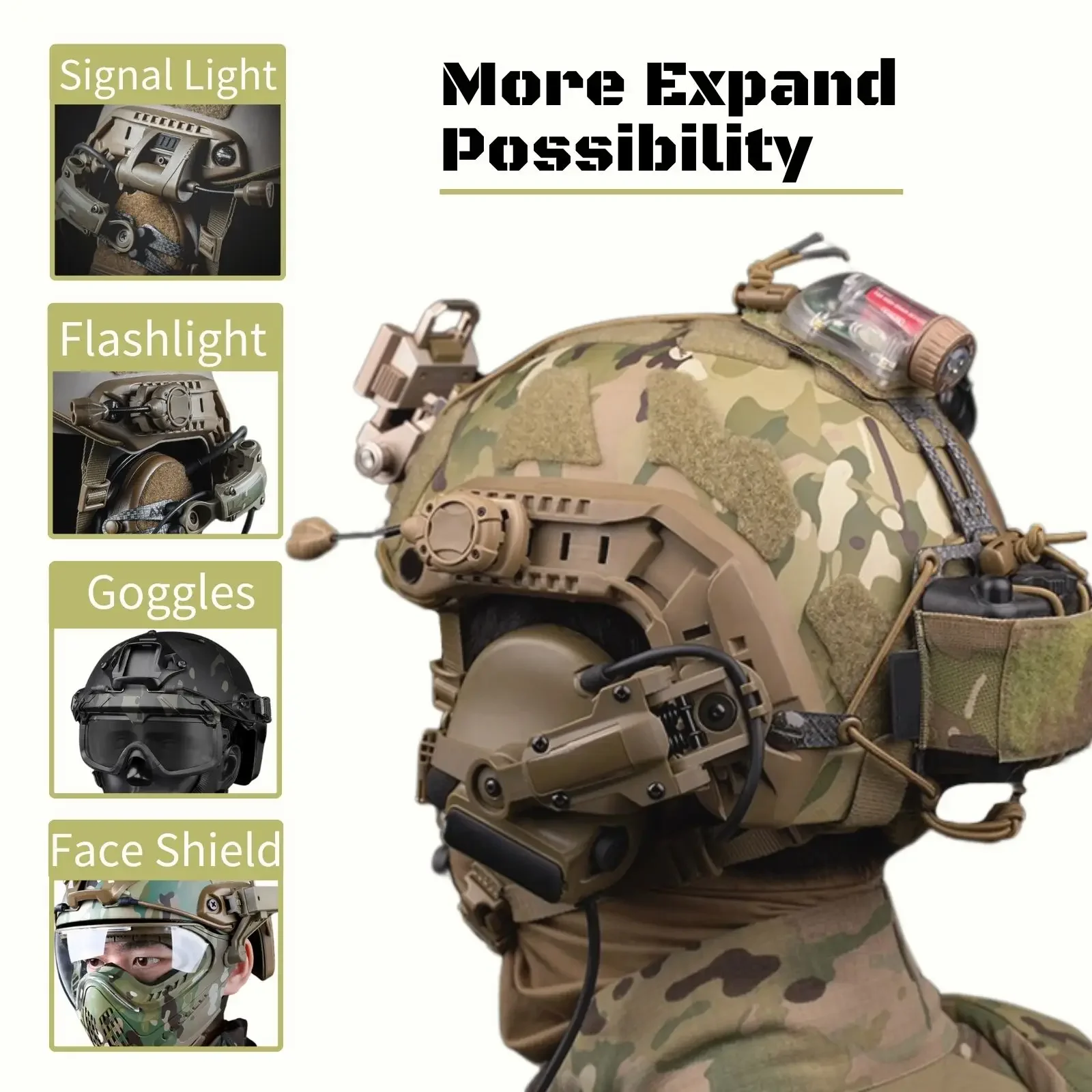 Adaptador de riel de casco para PELTOR ComTac Airsoft, accesorios de disparo, montaje de auriculares, compatible con Ops Core ARC Team Wendy MLOK Rail - imagen 5