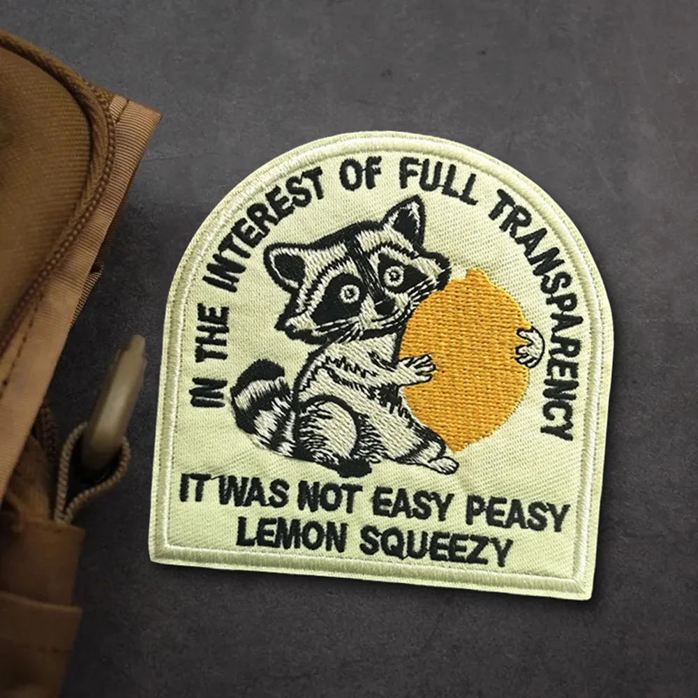 Parche bordado táctico de mapache y limón, insignia de moral militar, pegatinas para mochila, brazalete con gancho y bucle, aplique para casco - imagen 4