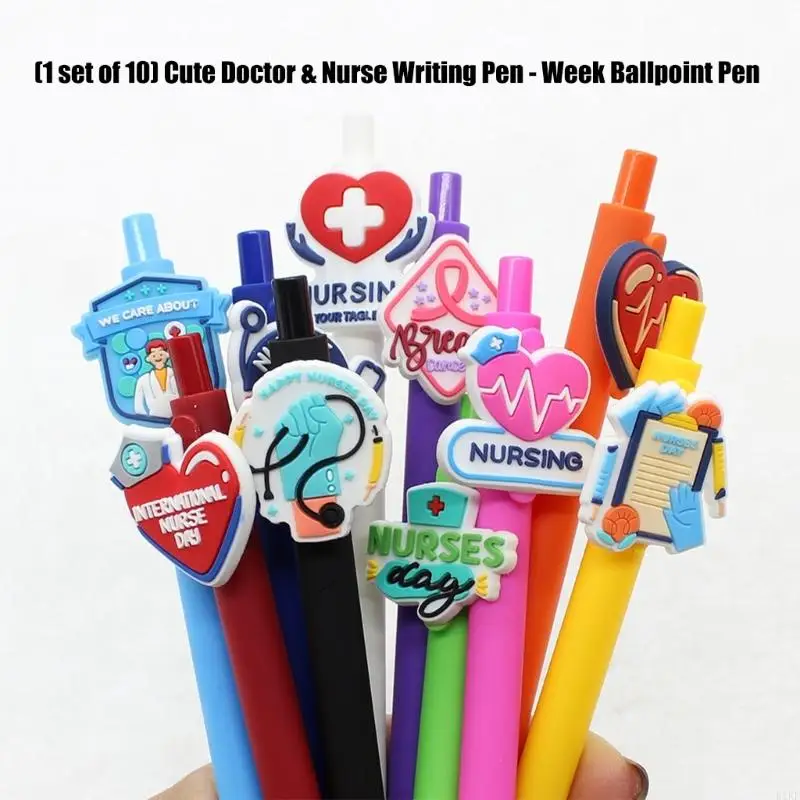 Bolígrafo con tema Semana las enfermeras, bolígrafo recargable 1,0mm, tintas negras, escritura suave, suministros - imagen 2