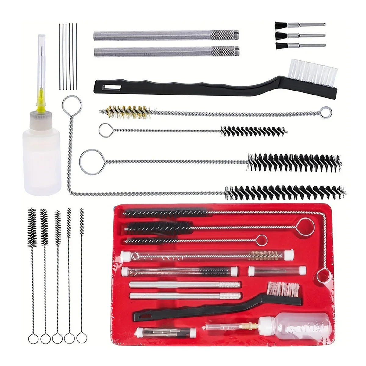 Kit de limpieza de pistola pulverizadora con cepillo de aire, cepillo de limpieza de pintura neumática, herramienta de reparación de limpieza detallada, accesorios para pistola de caza, 22 Uds. - imagen 2
