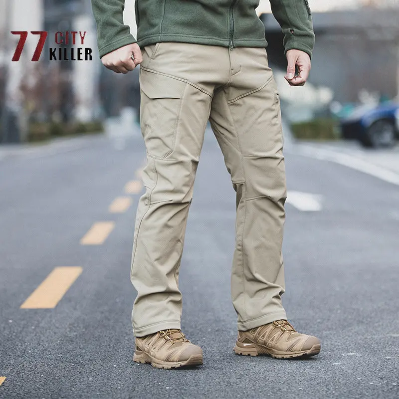 Pantalones tácticos militares de lana para hombre, pantalones impermeables para entrenamiento de combate, escalada, a prueba de viento, para invierno