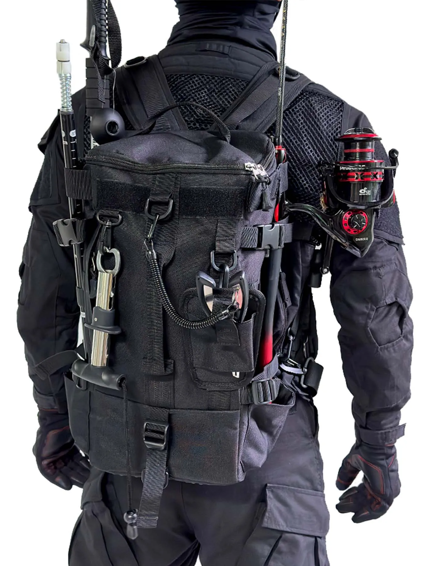 Mochila de pesca, bolsa de equipo de pesca portátil de gran capacidad con soporte para caña, mochila para deportes al aire libre para pesca, senderismo, Camping