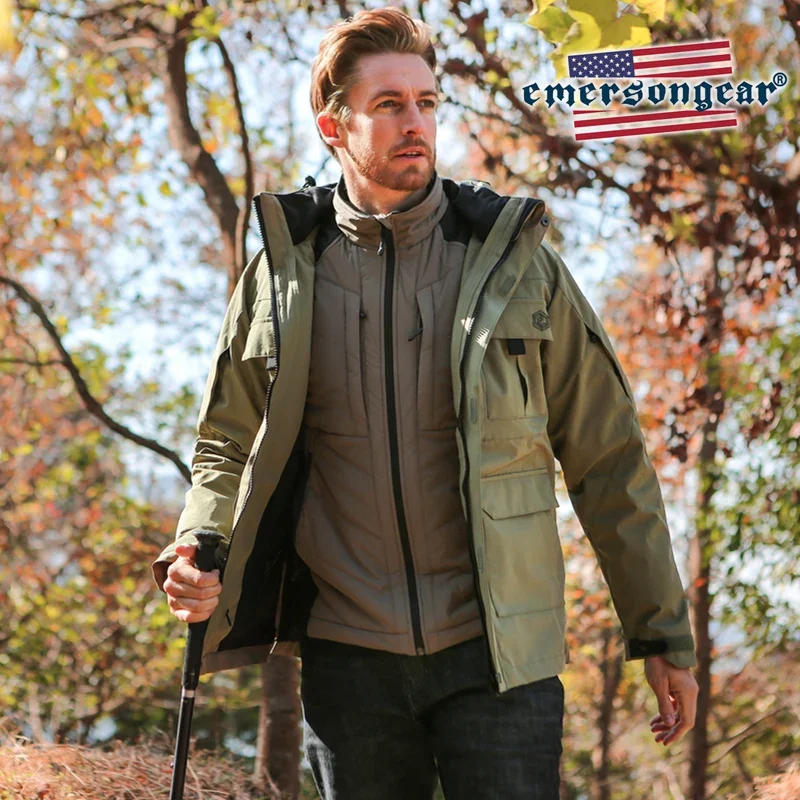 Emersongear, chaqueta con forro para hombre, chaqueta exterior interior 3 en 1, abrigo cálido de invierno con forro polar táctico a prueba de viento, prendas de vestir exteriores