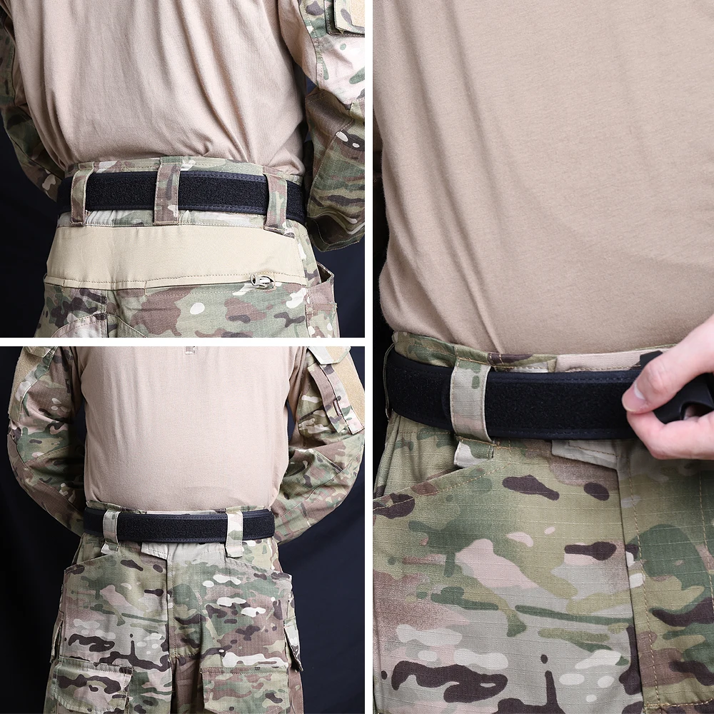 KRYDEX-cinturón interior táctico de 1,5 pulgadas para hombre, cinturón exterior de nailon sin hebilla para caza y tiro, color negro - imagen 3