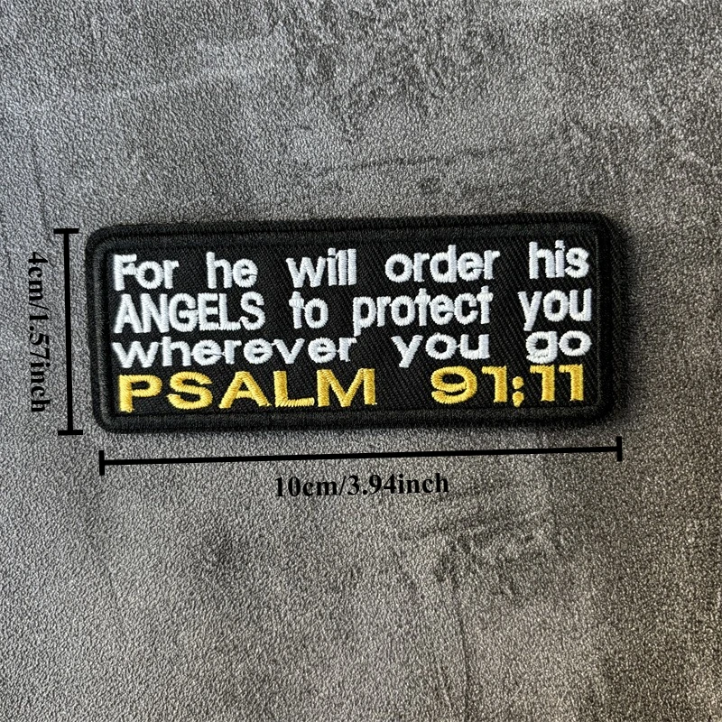 Parche bordado táctico "Scritture Verse 91:11", gancho para ropa, insignias de moral de Jesús, parches, pegatinas para mochila - imagen 3
