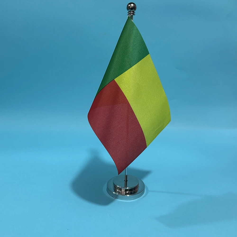 BANDERA DE SKY Bandera de escritorio de oficina Bandera de Benín 14x21 cm Bandera de Benín de poliéster Bandera Nacional Bandera de país Adornos de escritorio Banderas - imagen 4