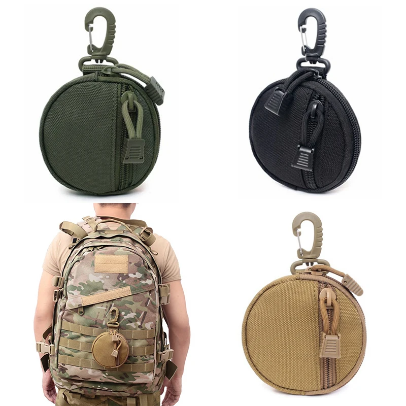 Riñonera táctica Molle EDC, monedero portátil para llaves, soporte para auriculares, bolsa de nailon para acampar y cazar