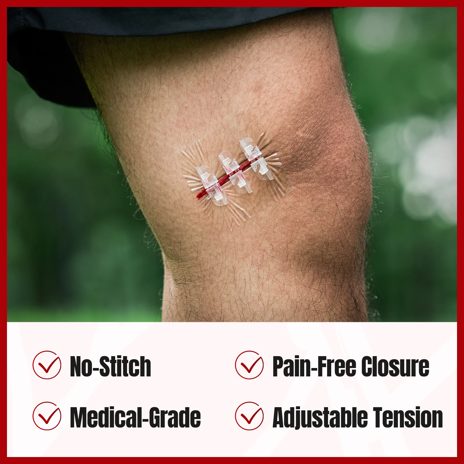 RHINO RESCUE Punto de cremallera con apósitos para heridas, tiras de cierre de heridas, kit de cierre de lacación con puntada de cremallera para el cuidado del corte Tirita - imagen 2