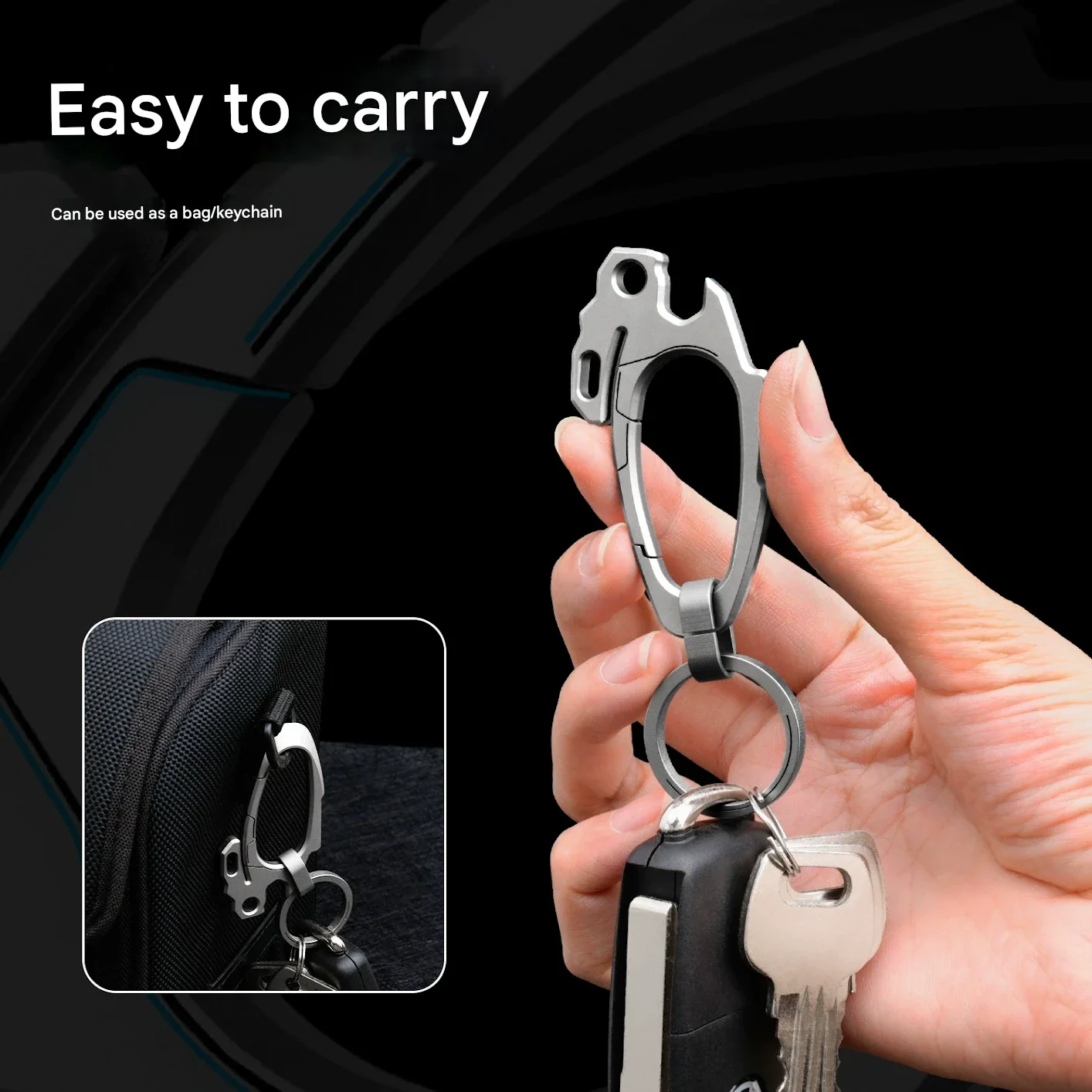 Llavero multiusos de titanio EDC con abrebotellas y extractor