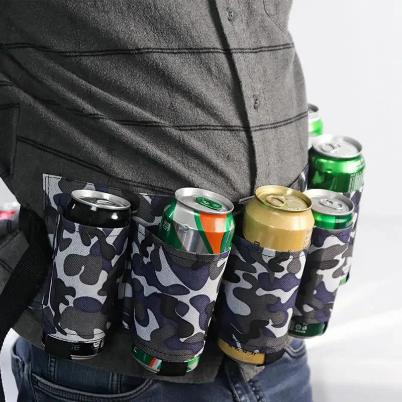 Funda táctica para cerveza, cinturón, botella de Soda, soporte para cerveza, soporte para bebidas, capacidad para 6 latas, accesorio de soporte de cintura ajustable - imagen 2