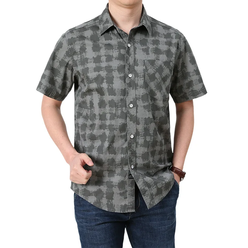 Camisa a cuadros de manga corta para hombre, camisa informal de gran tamaño de algodón puro inglés, ropa de ocio, 5XL, A2F819 - imagen 3