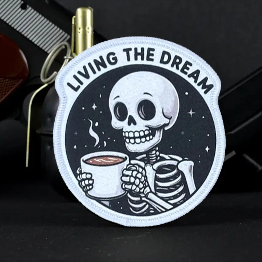 Parche táctico de calavera de LIVING THE DREAM, parches divertidos de gancho y bucle, insignia de moral militar, brazalete del ejército, pegatinas para mochila - imagen 4