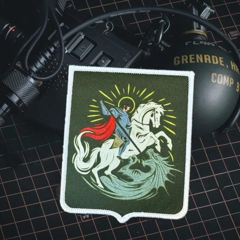 Parche táctico "Saint George Slaying The Dragon", insignia de moral con gancho y bucle, parche militar para mochila, ropa decorativa