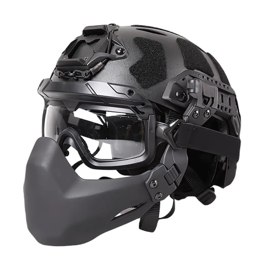 Casco Airsoft con máscara táctica y gafas, conjunto de casco rápido ajustable para exteriores, equipo de juego de Paintball de tiro para BB Sport CQB