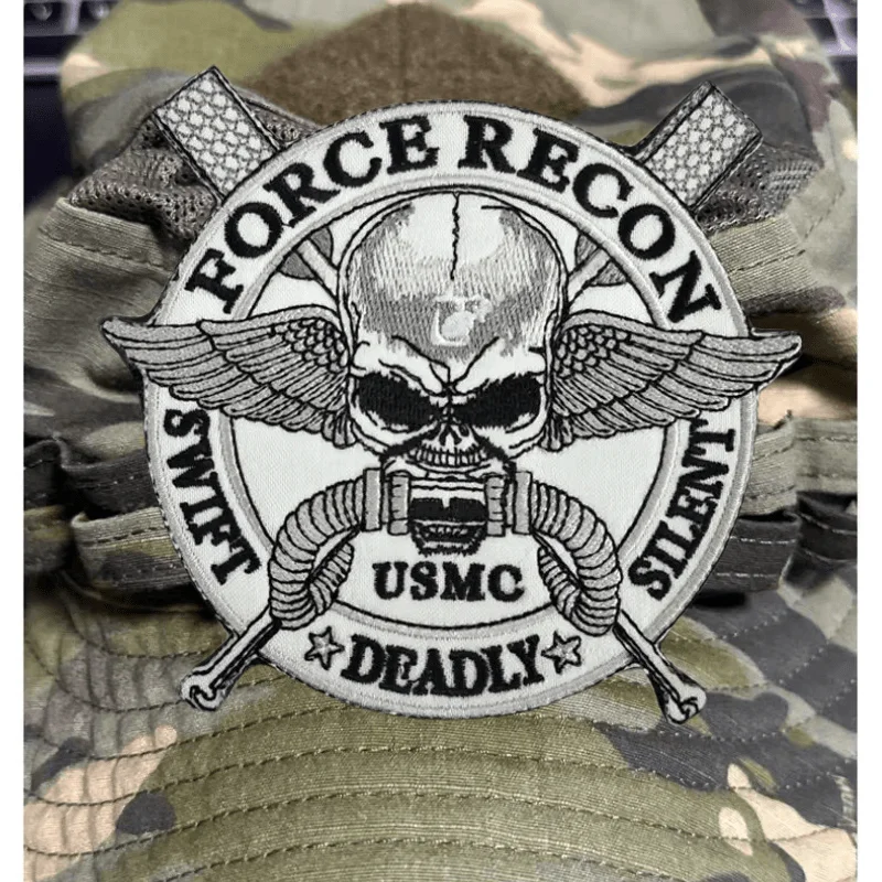 USMC Ghost Force Recon Swift, parche bordado mortal silencioso, insignia de moral de gancho y bucle, mochilas, sombreros, parches adhesivos para ropa - imagen 5