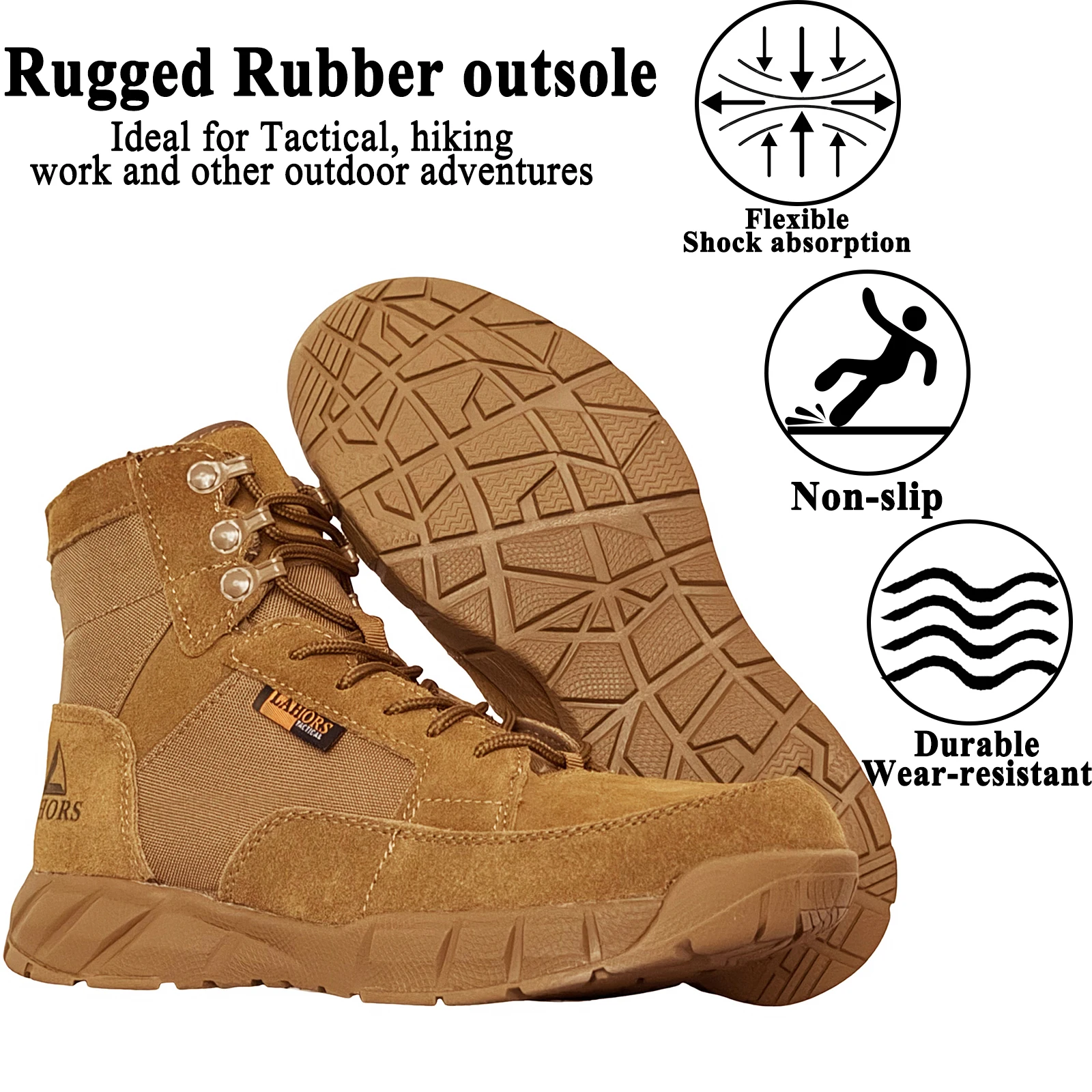LAHORS ® Botas tácticas ligeras de 6 pulgadas para hombre con cremallera entrenamiento de combate con cordones impermeables para senderismo al aire libre zapatos tobilleros transpirables - imagen 5